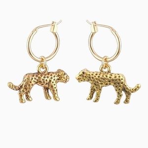 Leopard Charm Small Hoop Earrings